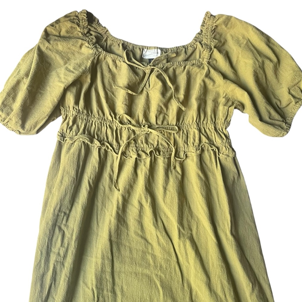 Universal Thread Olive Green Puff Sleeve Smocked Midi Dress - Picture 3 of 4